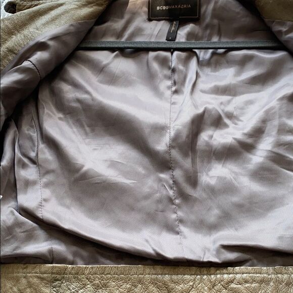 BCBGMAXAZARIA leather Snap Collar Moto Bomber Jacket Small EUC - Picture 13 of 15